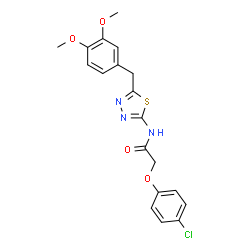 ChemSpider 2D Image | 2-(4-Chlorophenoxy)-N-[5-(3,4-dimethoxybenzyl)-1,3,4-thiadiazol-2-yl]acetamide | C19H18ClN3O4S