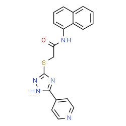 ChemSpider 2D Image | N-(1-Naphthyl)-2-{[5-(4-pyridinyl)-1H-1,2,4-triazol-3-yl]sulfanyl}acetamide | C19H15N5OS