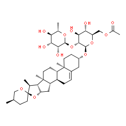 ChemSpider 2D Image | (3beta,25R)-Spirost-5-en-3-yl 6-O-acetyl-2-O-(6-deoxy-alpha-L-mannopyranosyl)-beta-D-glucopyranoside | C41H64O13