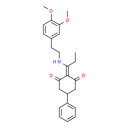 ChemSpider 2D Image | 2-(1-{[2-(3,4-Dimethoxyphenyl)ethyl]amino}propylidene)-5-phenyl-1,3-cyclohexanedione | C25H29NO4