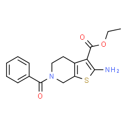 ChemSpider 2D Image | Ethyl 2-amino-6-benzoyl-4,5,6,7-tetrahydrothieno[2,3-c]pyridine-3-carboxylate | C17H18N2O3S