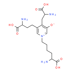 ChemSpider 2D Image | 2-Amino-6-[4-(2-amino-2-carboxyethyl)-3-(3-amino-3-carboxypropyl)-5-hydroxy-1-pyridiniumyl]hexanoat | C18H28N4O7