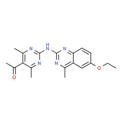ChemSpider 2D Image | 1-{2-[(6-Ethoxy-4-methyl-2-quinazolinyl)amino]-4,6-dimethyl-5-pyrimidinyl}ethanone | C19H21N5O2
