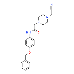 ChemSpider 2D Image | N-[4-(Benzyloxy)phenyl]-2-[4-(cyanomethyl)-1-piperazinyl]acetamide | C21H24N4O2