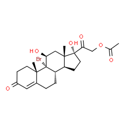 ChemSpider 2D Image | (11beta)-9-Bromo-11,17-dihydroxy-3,20-dioxopregn-4-en-21-yl acetate | C23H31BrO6