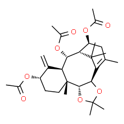 ChemSpider 2D Image | (2R,6R,7R,10S,12R,13S,14S,15S)-4,4,7,17,18,18-Hexamethyl-11-methylene-3,5-dioxatetracyclo[12.3.1.0~2,6~.0~7,12~]octadec-1(17)-ene-10,13,15-triyl triacetate | C29H42O8