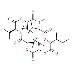 ChemSpider 2D Image | (3S,6R,9S,12R,15S,18R)-6-[(2S)-2-Butanyl]-3,9,12,15,18-pentaisopropyl-4,10,16-trimethyl-1,7,13-trioxa-4,10,16-triazacyclooctadecane-2,5,8,11,14,17-hexone | C34H59N3O9