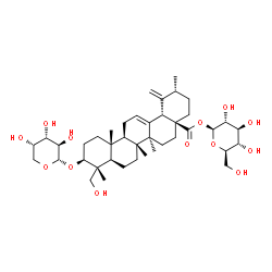 ChemSpider 2D Image | 1-O-[(3beta)-3-(alpha-L-Arabinopyranosyloxy)-23-hydroxy-28-oxoursa-12,19(29)-dien-28-yl]-beta-D-glucopyranose | C41H64O13