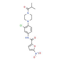 ChemSpider 2D Image | N-[3-Chloro-4-(4-isobutyryl-1-piperazinyl)phenyl]-5-nitro-2-furamide | C19H21ClN4O5