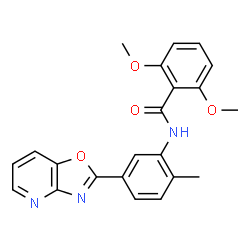 ChemSpider 2D Image | 2,6-Dimethoxy-N-[2-methyl-5-([1,3]oxazolo[4,5-b]pyridin-2-yl)phenyl]benzamide | C22H19N3O4