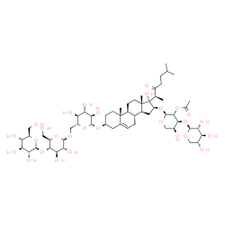 ChemSpider 2D Image | (3beta,16beta)-16-{[2-O-Acetyl-3-O-(beta-D-xylopyranosyl)-alpha-L-arabinopyranosyl]oxy}-17-hydroxy-22-oxocholest-5-en-3-yl beta-D-glucopyranosyl-(1->4)-beta-D-glucopyranosyl-(1->6)-beta-D-glucopyranos
ide | C57H92O28