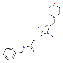 ChemSpider 2D Image | N-Benzyl-2-{[4-methyl-5-(4-morpholinylmethyl)-4H-1,2,4-triazol-3-yl]sulfanyl}acetamide | C17H23N5O2S