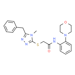 ChemSpider 2D Image | 2-[(5-Benzyl-4-methyl-4H-1,2,4-triazol-3-yl)sulfanyl]-N-[2-(4-morpholinyl)phenyl]acetamide | C22H25N5O2S