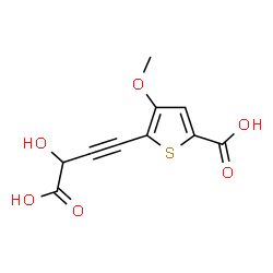 ChemSpider 2D Image | 5-(3-Carboxy-3-hydroxy-1-propyn-1-yl)-4-methoxy-2-thiophenecarboxylic acid | C10H8O6S