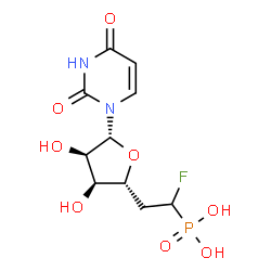 ChemSpider 2D Image | 1-(5,6-Dideoxy-6-fluoro-6-phosphono-beta-D-ribo-hexofuranosyl)-2,4(1H,3H)-pyrimidinedione | C10H14FN2O8P