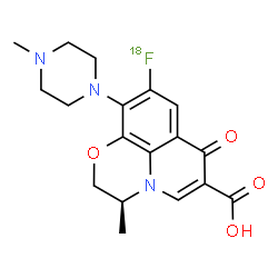 ChemSpider 2D Image | (3S)-9-(~18~F)Fluoro-3-methyl-10-(4-methyl-1-piperazinyl)-7-oxo-2,3-dihydro-7H-[1,4]oxazino[2,3,4-ij]quinoline-6-carboxylic acid | C18H2018FN3O4