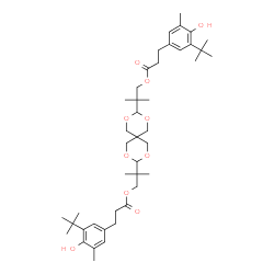 ChemSpider 2D Image | 2,4,8,10-Tetraoxaspiro[5.5]undecane-3,9-diylbis-2-methyl-2,1-propanediyl bis{3-[4-hydroxy-3-methyl-5-(2-methyl-2-propanyl)phenyl]propanoate} | C43H64O10