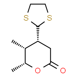 ChemSpider 2D Image | (4R,5R,6R)-4-(1,3-Dithiolan-2-yl)-5,6-dimethyltetrahydro-2H-pyran-2-one | C10H16O2S2