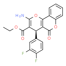 ChemSpider 2D Image | Ethyl (4R)-2-amino-4-(3,4-difluorophenyl)-5-oxo-4H,5H-pyrano[3,2-c]chromene-3-carboxylate | C21H15F2NO5