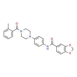 ChemSpider 2D Image | N-{4-[4-(2-Methylbenzoyl)-1-piperazinyl]phenyl}-1,3-benzodioxole-5-carboxamide | C26H25N3O4
