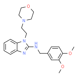 ChemSpider 2D Image | N-(3,4-Dimethoxybenzyl)-1-[2-(4-morpholinyl)ethyl]-1H-benzimidazol-2-amine | C22H28N4O3