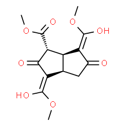 ChemSpider 2D Image | Methyl (1R,3E,3aR,6E,6aS)-3,6-bis[hydroxy(methoxy)methylene]-2,5-dioxooctahydro-1-pentalenecarboxylate | C14H16O8