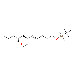 ChemSpider 2D Image | (4S,6R,7E)-11-{[Dimethyl(2-methyl-2-propanyl)silyl]oxy}-6-ethyl-7-undecen-4-ol | C19H40O2Si
