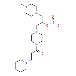 ChemSpider 2D Image | 1-(4-Methyl-1-piperazinyl)-3-{4-[3-(1-piperidinyl)propanoyl]-1-piperazinyl}-2-propanyl nitrate | C20H38N6O4