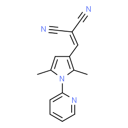 ChemSpider 2D Image | {[2,5-Dimethyl-1-(2-pyridinyl)-1H-pyrrol-3-yl]methylene}malononitrile | C15H12N4