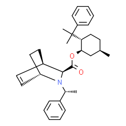 ChemSpider 2D Image | (1R,2S,5R)-5-Methyl-2-(2-phenyl-2-propanyl)cyclohexyl (1S,3S,4R)-2-[(1R)-1-phenylethyl]-2-azabicyclo[2.2.2]oct-5-ene-3-carboxylate | C32H41NO2