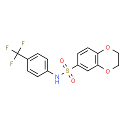 ChemSpider 2D Image | N-[4-(Trifluoromethyl)phenyl]-2,3-dihydro-1,4-benzodioxine-6-sulfonamide | C15H12F3NO4S