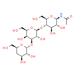 ChemSpider 2D Image | 4-deoxy-alpha-D-Gal-(1->3)-beta-D-Gal-(1->4)-beta-D-Glc-NHAc | C20H35NO15