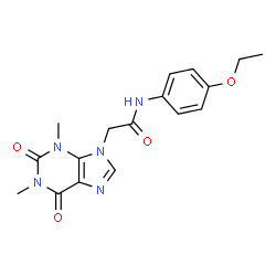 ChemSpider 2D Image | 2-(1,3-Dimethyl-2,6-dioxo-1,2,3,6-tetrahydro-9H-purin-9-yl)-N-(4-ethoxyphenyl)acetamide | C17H19N5O4
