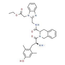 ChemSpider 2D Image | Ethyl {2-[({[(3S)-2-(2,6-dimethyl-L-tyrosyl)-1,2,3,4-tetrahydro-3-isoquinolinyl]carbonyl}amino)methyl]-1H-benzimidazol-1-yl}acetate | C33H37N5O5