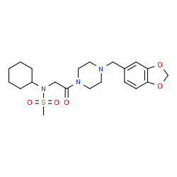 ChemSpider 2D Image | N-{2-[4-(1,3-Benzodioxol-5-ylmethyl)-1-piperazinyl]-2-oxoethyl}-N-cyclohexylmethanesulfonamide | C21H31N3O5S