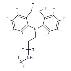 ChemSpider 2D Image | 3-[(1,2,3,4,6,7,8,9,10,11-~3~H_10_)-10,11-Dihydro-5H-dibenzo[b,f]azepin-5-yl]-N-(~3~H_3_)methyl-1-(1,1-~3~H_2_)propanamine | C18H7T15N2