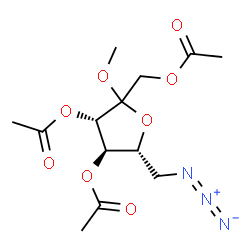 ChemSpider 2D Image | Methyl 1,3,4-tri-O-acetyl-6-azido-6-deoxy-D-fructofuranoside | C13H19N3O8