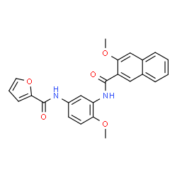 ChemSpider 2D Image | N-{4-Methoxy-3-[(3-methoxy-2-naphthoyl)amino]phenyl}-2-furamide | C24H20N2O5