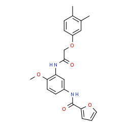 ChemSpider 2D Image | N-(3-{[(3,4-Dimethylphenoxy)acetyl]amino}-4-methoxyphenyl)-2-furamide | C22H22N2O5