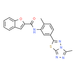 ChemSpider 2D Image | N-[2-Methyl-5-(3-methyl-1,2,4-triazolo[3,4-b][1,3,4]thiadiazol-6-yl)phenyl]-2-benzofurancarboxamide | C20H15N5O2S