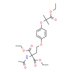 ChemSpider 2D Image | Diethyl acetamido(2-{4-[(1-ethoxy-2-methyl-1-oxo-2-propanyl)oxy]phenoxy}ethyl)malonate | C23H33NO9