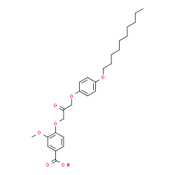ChemSpider 2D Image | 4-{3-[4-(Decyloxy)phenoxy]-2-oxopropoxy}-3-methoxybenzoic acid | C27H36O7