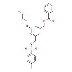 ChemSpider 2D Image | 5-O-Benzoyl-3,4-dideoxy-2-O-[(2-methoxyethoxy)methyl]-4-methyl-1-O-[(4-methylphenyl)sulfonyl]-D-erythro-pentitol | C24H32O8S