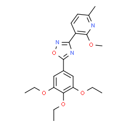 ChemSpider 2D Image | 2-Methoxy-6-methyl-3-[5-(3,4,5-triethoxyphenyl)-1,2,4-oxadiazol-3-yl]pyridine | C21H25N3O5