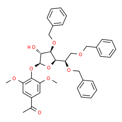 ChemSpider 2D Image | 4-Acetyl-2,6-dimethoxyphenyl 3,5,6-tri-O-benzyl-beta-D-glucofuranoside | C37H40O9