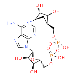 ChemSpider 2D Image | (2R,3S,4R,5R,13R,14S,15R,16R)-24-Amino-3,4,8,10,14,15-hexahydroxy-7,9,11,25-tetraoxa-17,19,22-triaza-1-azonia-8,10-diphosphapentacyclo[18.3.1.1~2,5~.1~13,16~.0~17,21~]hexacosa-1(24),18,20,22-tetraene 
8,10-dioxide | C16H24N5O12P2