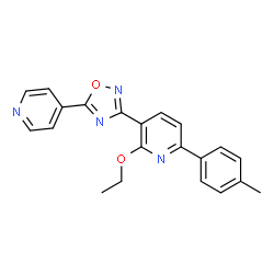 ChemSpider 2D Image | 2-Ethoxy-3-(5-pyridin-4-yl-[1,2,4]oxadiazol-3-yl)-6-p-tolyl-pyridine | C21H18N4O2