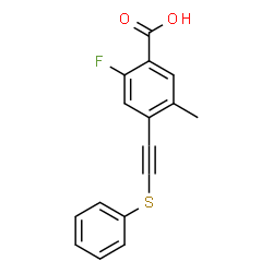 ChemSpider 2D Image | 2-Fluoro-5-methyl-4-[(phenylsulfanyl)ethynyl]benzoic acid | C16H11FO2S