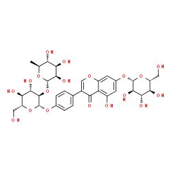 ChemSpider 2D Image | 4-[7-(beta-D-Glucopyranosyloxy)-5-hydroxy-4-oxo-4H-chromen-3-yl]phenyl 2-O-(6-deoxy-alpha-L-mannopyranosyl)-beta-D-glucopyranoside | C33H40O19