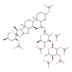 ChemSpider 2D Image | (3beta,5alpha,6alpha,23S,25R)-6-{[2,4-Di-O-acetyl-6-deoxy-3-O-(2,3,4-tri-O-acetyl-6-deoxy-alpha-L-mannopyranosyl)-beta-D-glucopyranosyl]oxy}spirostan-3,23-diyl diacetate | C53H78O20